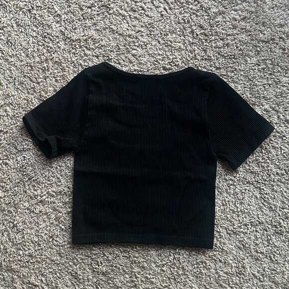 Stradivarius Ribbed Crop Tank XS | Black | New No Tags - Picture 2 of 3